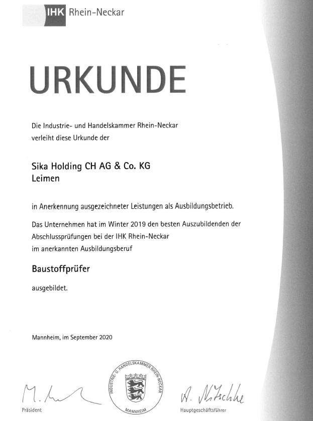 Baustoffprüfer Leimen Ausbildung
